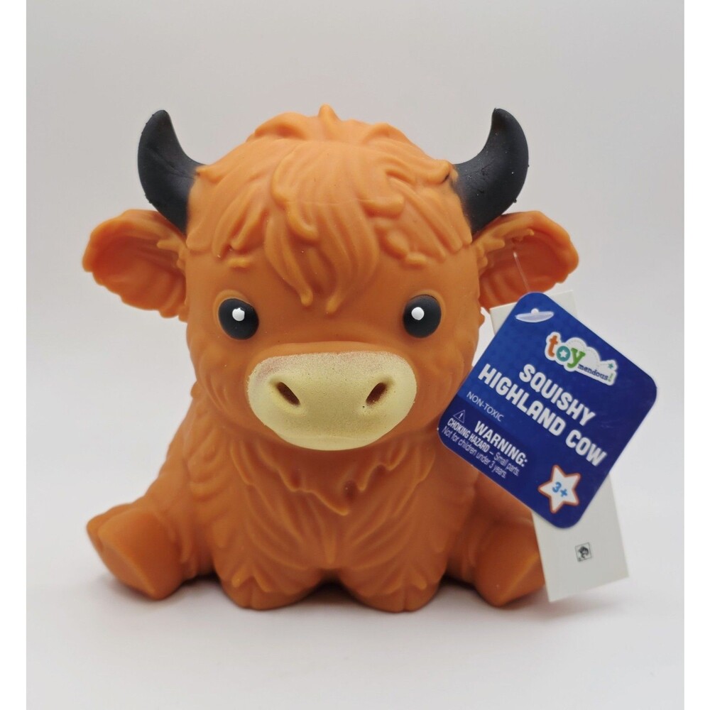 ToyMENDOUS Highland Cow Squishy Toy Animal Sensory Viral Toy Med Brown